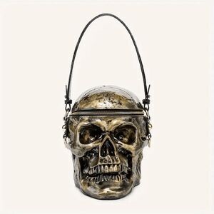 NEW! Grave Digger Skeleton Skull Gothic Punk Occult Gold Handbag